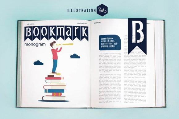 Bookmark Monogram: A Modern Display Font for Digital Creatives